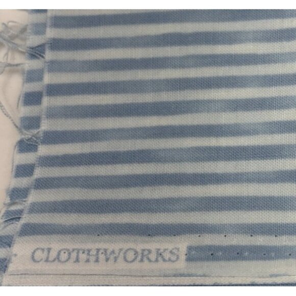 Blue & Blue Striped Cotton Fabric 10" x 42" Clothworks Sewing Crafts - Picture 2 of 10